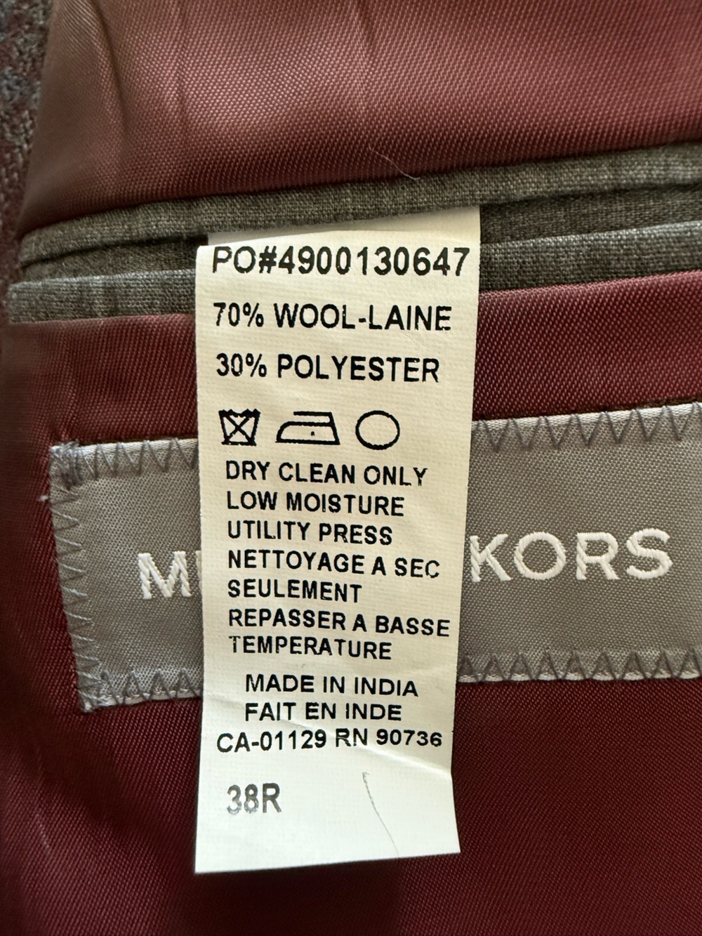 Michael Kors Men's Classic Fit Plaid Sport Coat in Brick/Blue - Picture 10 of 10